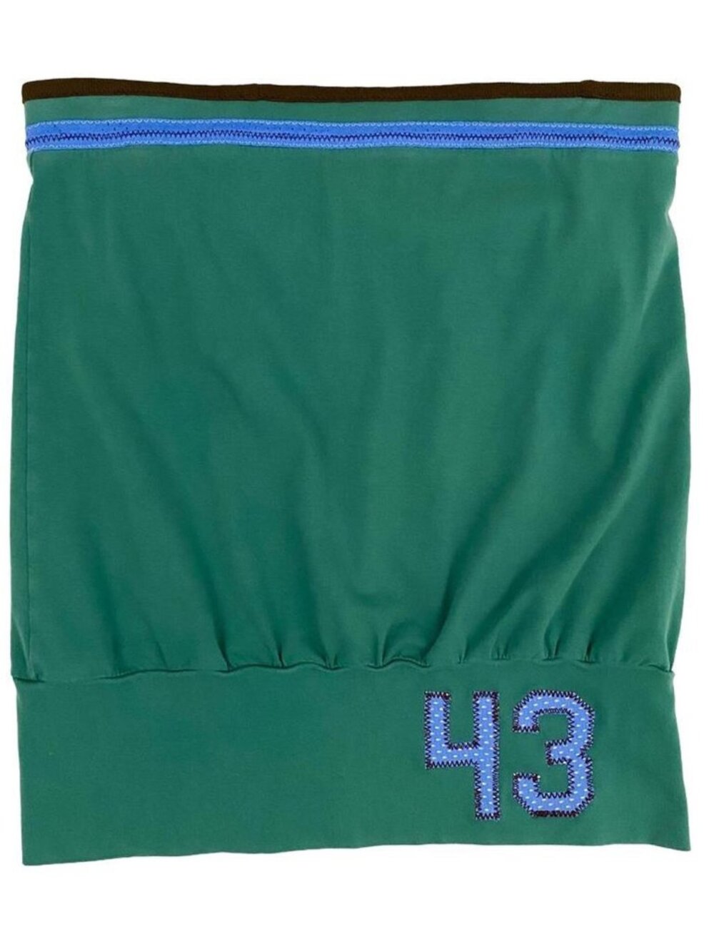 sporty stretch tube top with gathered hem and contrast athletic trim